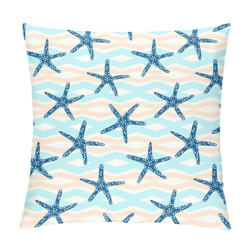 Personality  Starfish Seamless Pattern With On A  Geometric Line Background. Tropical Star Fish Pattern With Modern Style. Pillow Covers