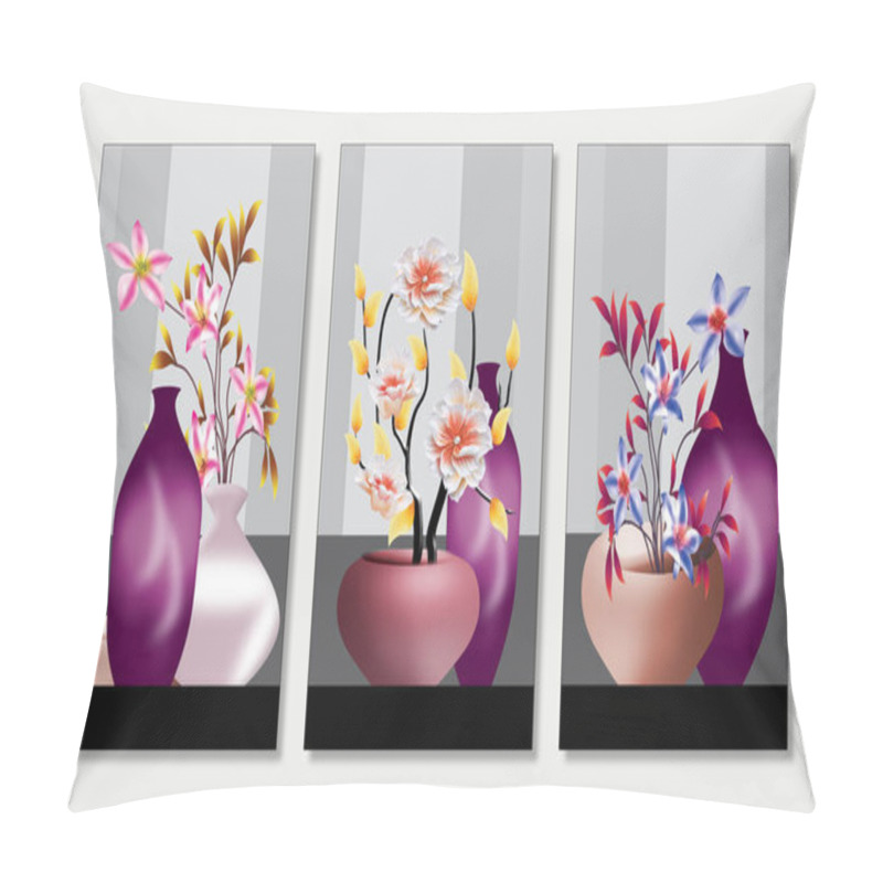 Personality  3d Illustration Flowers Vases With Gray White Black Background. Wallpaper For Wall Frames Decor . Pillow Covers