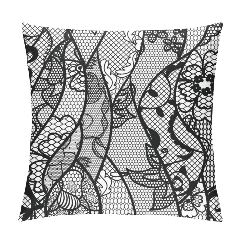 Personality  Black Lace Vector Fabric Seamless Pattern Pillow Covers