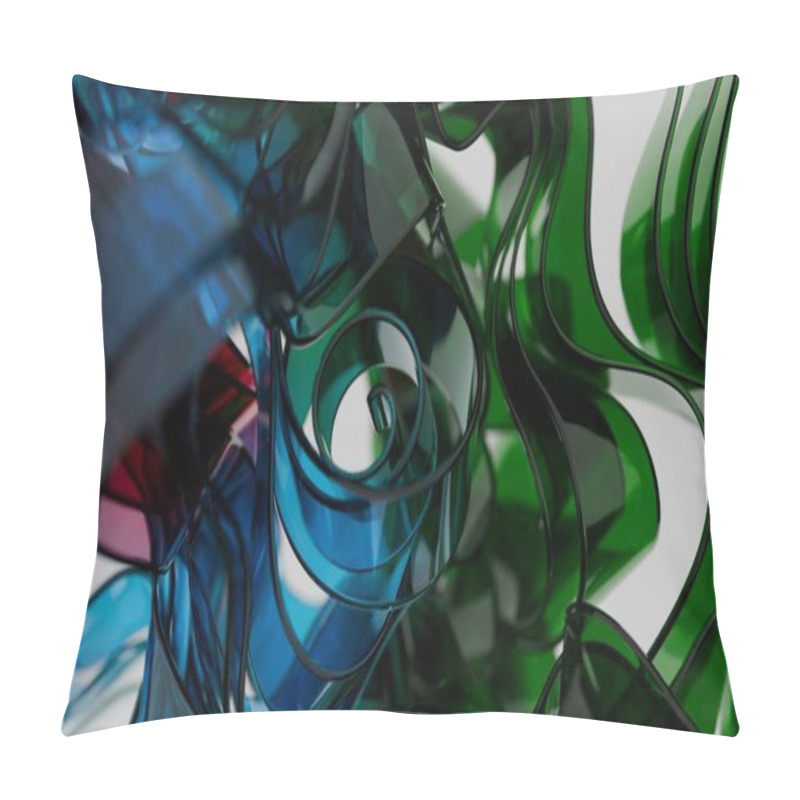 Personality  Abstract Dark Green And Black Fluid Shapes With Subtle Highlights Pillow Covers