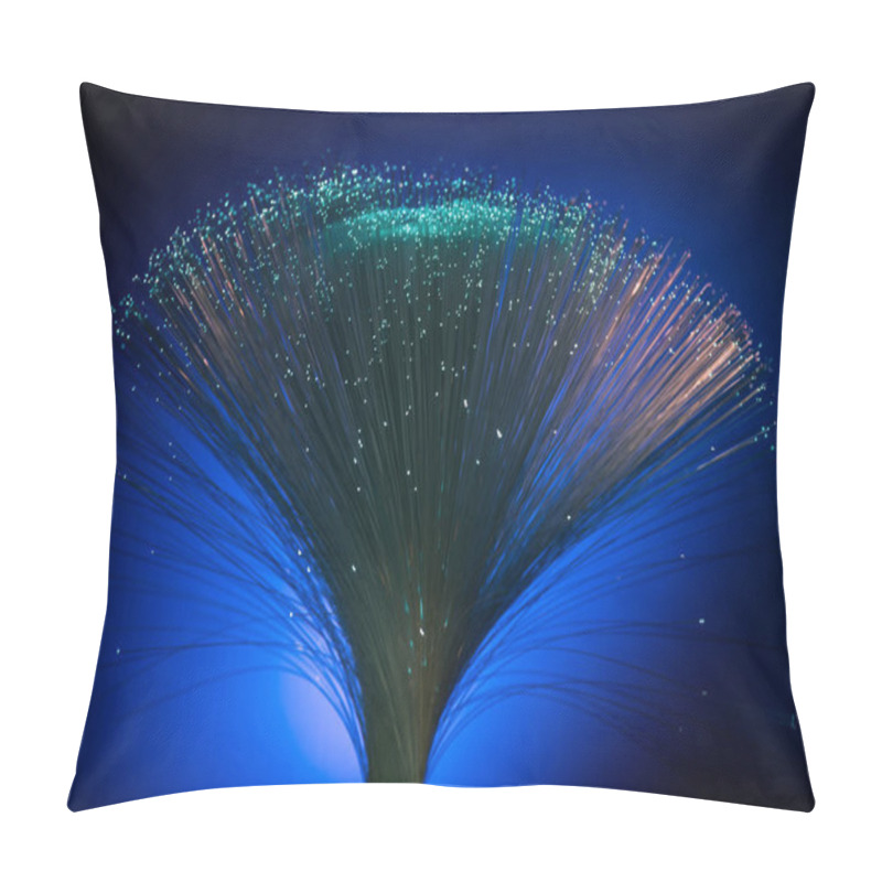 Personality  Glowing Fiber Optics On Dark Blue Background Pillow Covers