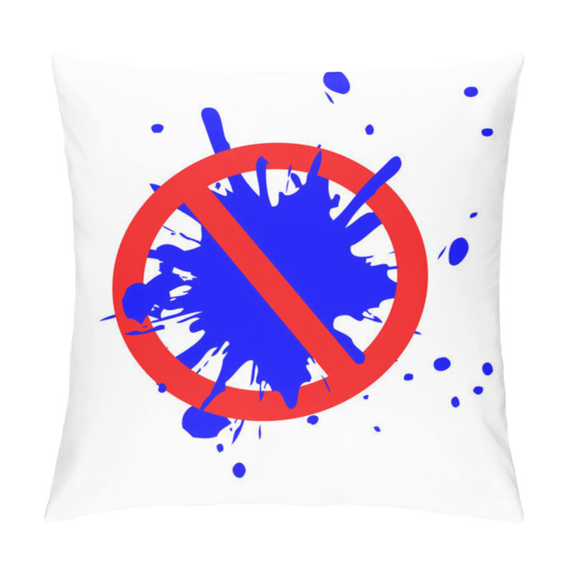 Personality  Red Prohibition Sign And A Blue Ink Stain Pillow Covers