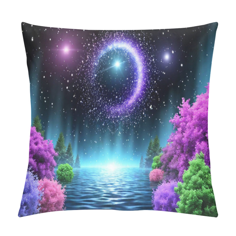 Personality  A Garden Floating In Space, Filled With Glowing Plants And Flowers That Radiate Cosmic Energy. A Central Fountain Made Of Stardust Flows With Liquid Light, And Mythical Creatures Such As Unicorns And Celestial Foxes Roam Freely. The Starscape Above Pillow Covers