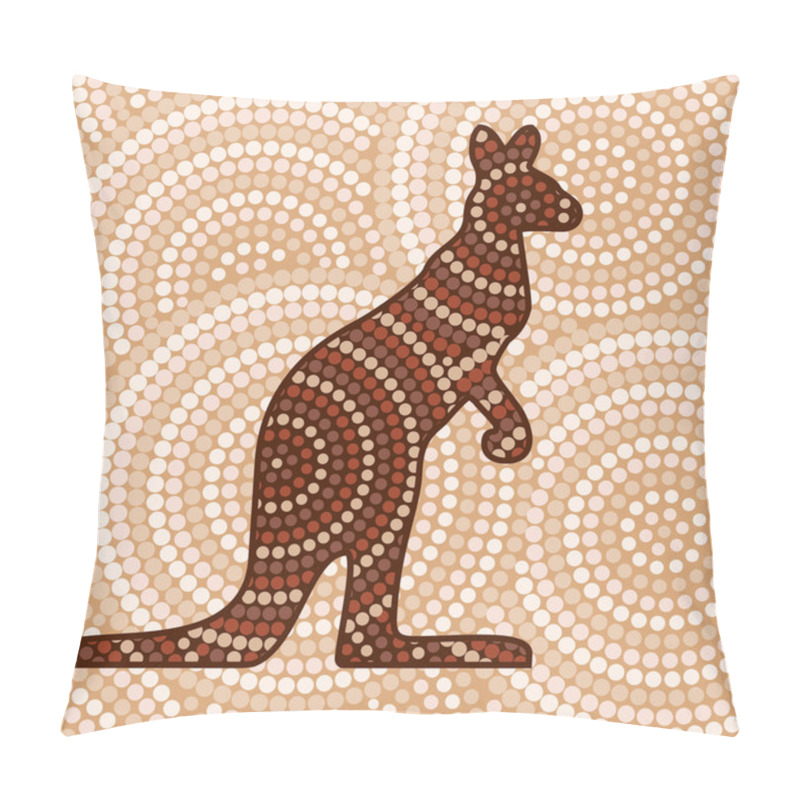 Personality  Abstract Aboriginal Kangaroo Dot Painting In Vector Format. Pillow Covers