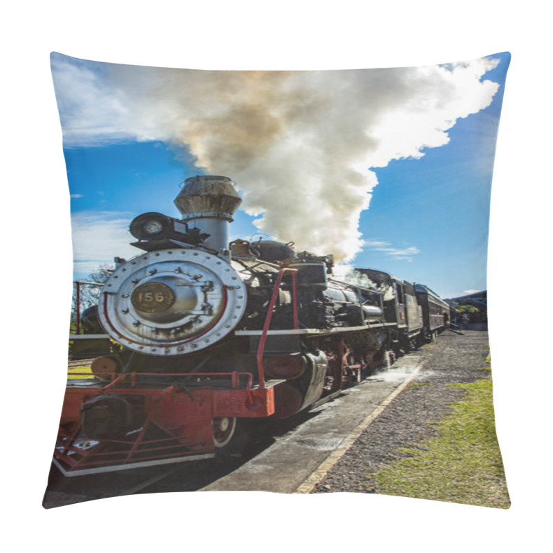 Personality  Old Steam Black Train Locomotive. Maria Smoke Train. Pillow Covers