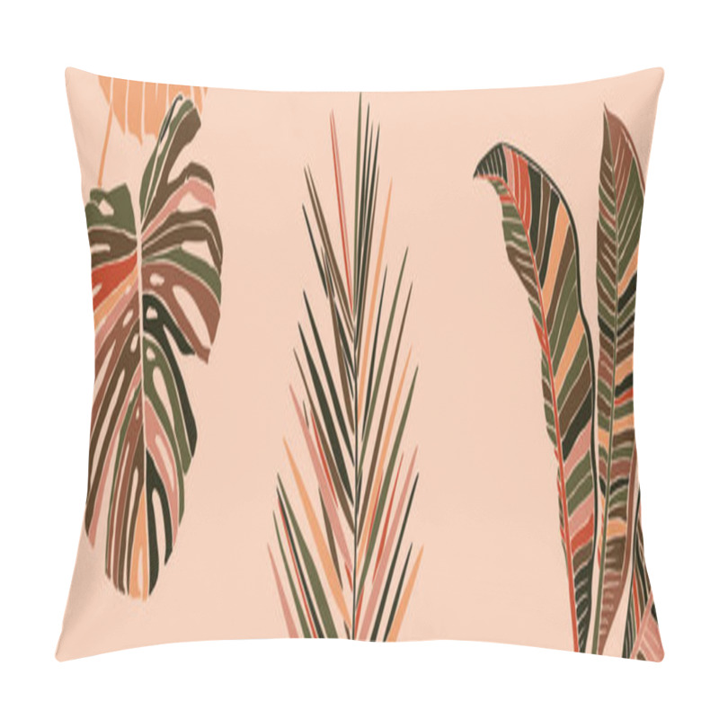 Personality  Tropical Palm Leaves In A Minimalist Trendy Style. Silhouette Of A Plant Banana, Monstera And Dypsis Pillow Covers