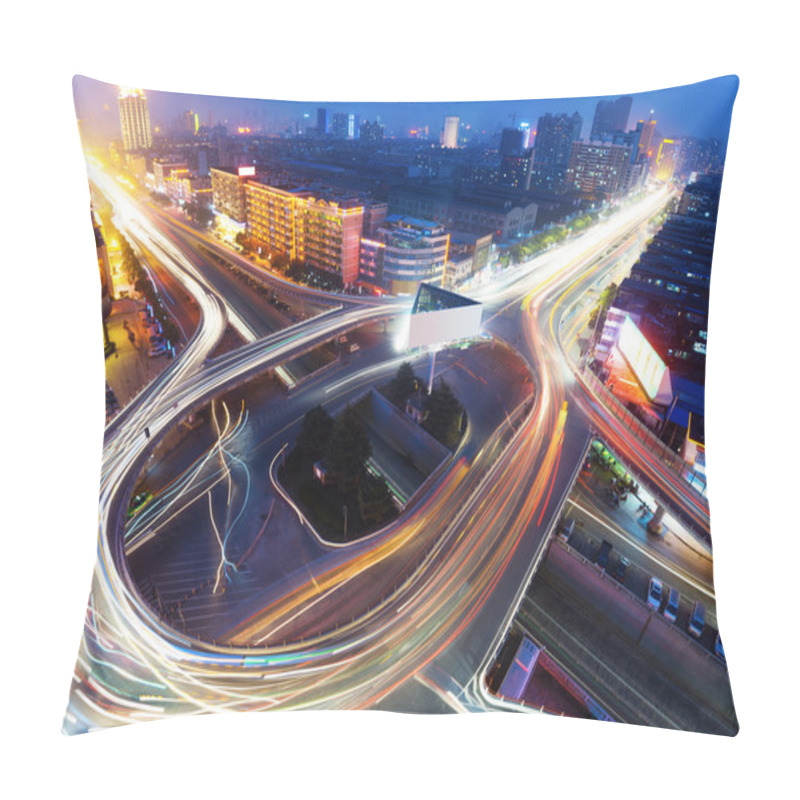 Personality  Modern Urban Viaduct At Night Pillow Covers