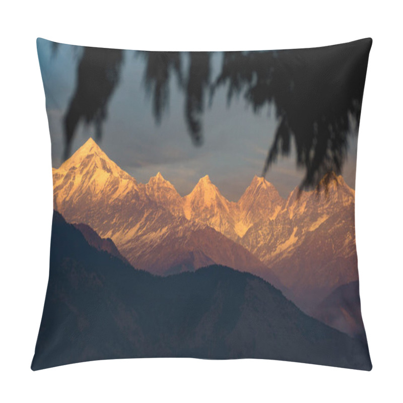 Personality  Beautiful View Of Beautiful Panchachuli Peaks At Sunset Time At Munsiyari Uttarakhand Pillow Covers