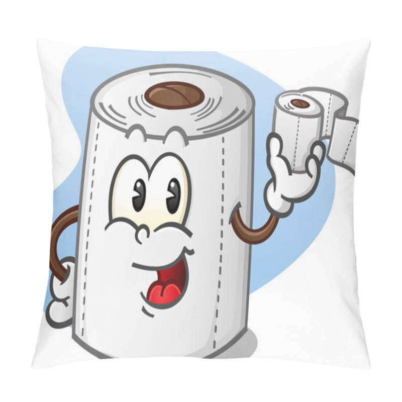 Personality  Happy Toilet Paper Cartoon Character Holding A Roll Of Bathroom Tissue Pillow Covers