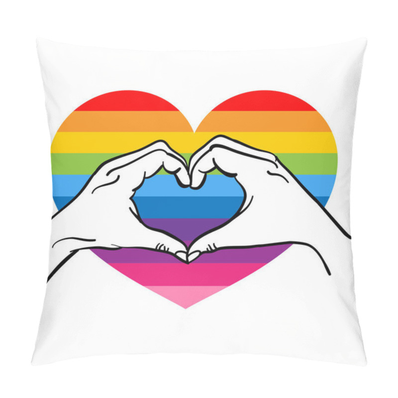 Personality  Love Is Love, Hand Heart Shape - LGBT Pride Slogan Against Homosexual Discrimination. Modern Calligraphy With Rainbow Colored Characters. Good For Scrap Booking, Posters, Textiles, Gifts, Pride Sets. Pillow Covers