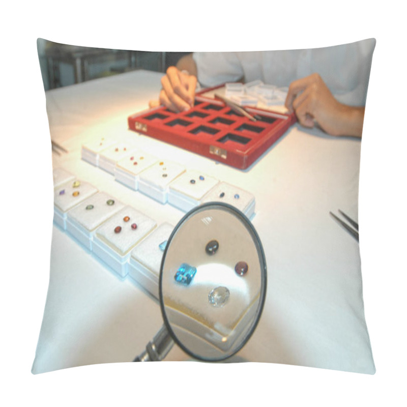 Personality  The Gemologist Expertise In His Laboratory Pillow Covers