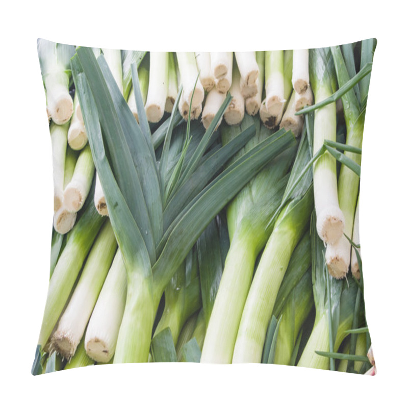 Personality  Fresh Leeks On Display At The Market Pillow Covers