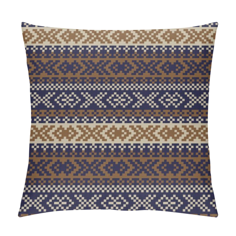 Personality  Brown Christmas Fair Isle Pattern Background For Fashion Textiles, Knitwear And Graphics Pillow Covers