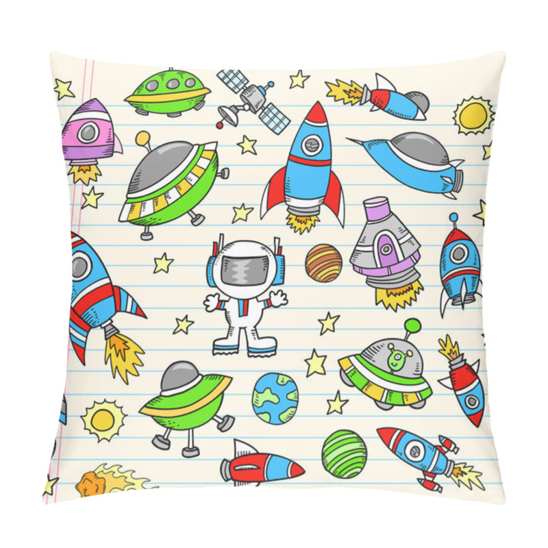 Personality  Outer Space Doodle Elements Vector Set Pillow Covers