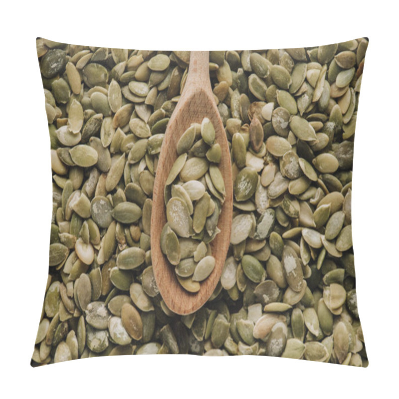 Personality  Top View Of Pumpkin Seeds And Wooden Spoon Pillow Covers