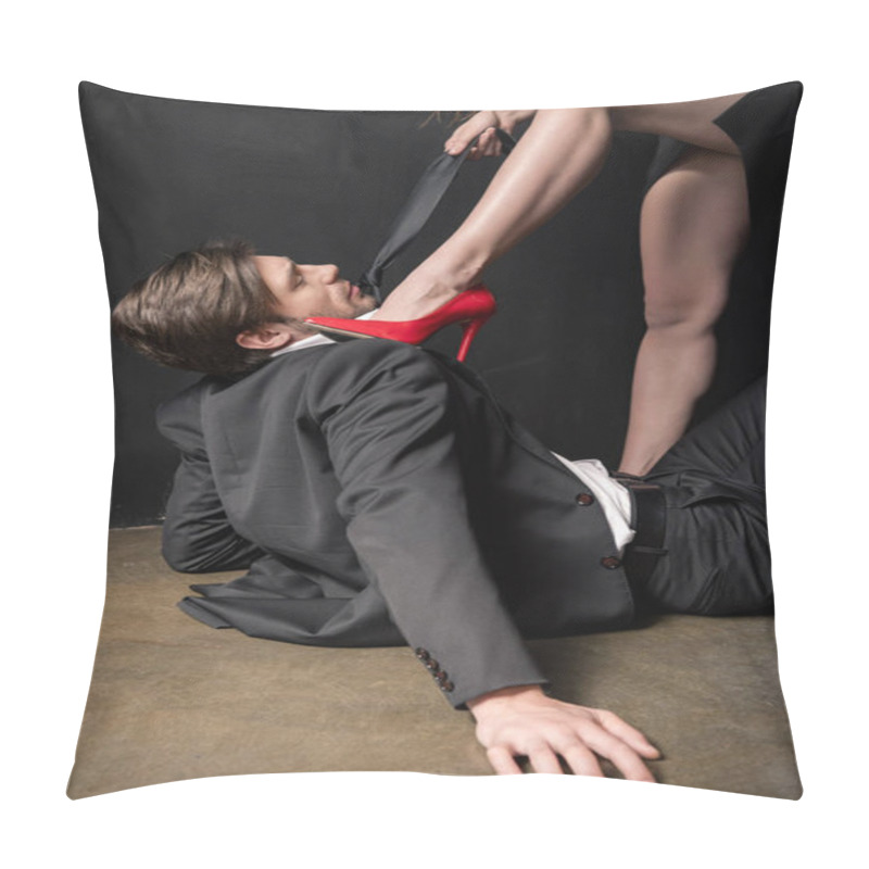 Personality  Girl In Stilettos Dominating On Elegant Man Pillow Covers