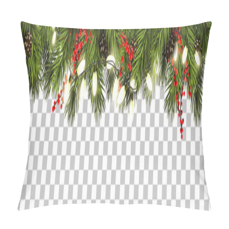 Personality  Christmas Border With Fir Branches And Pine Cones Pillow Covers