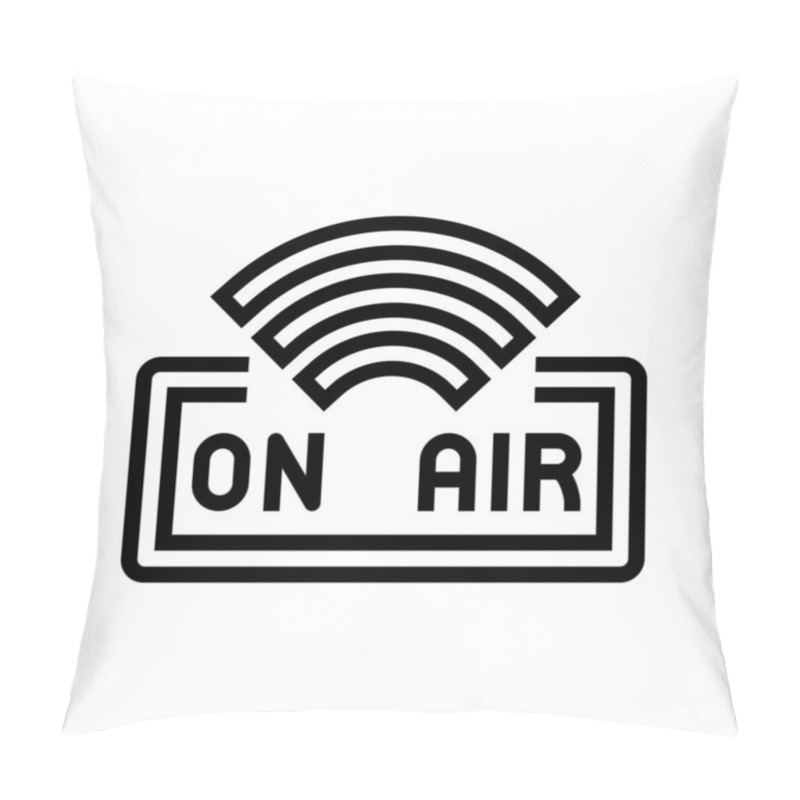 Personality  On Air Live Radio Podcast Line Icon Vector Illustration Pillow Covers