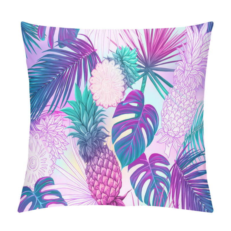 Personality  Tropical Plants And Flowers. Seamless Pattern Pillow Covers