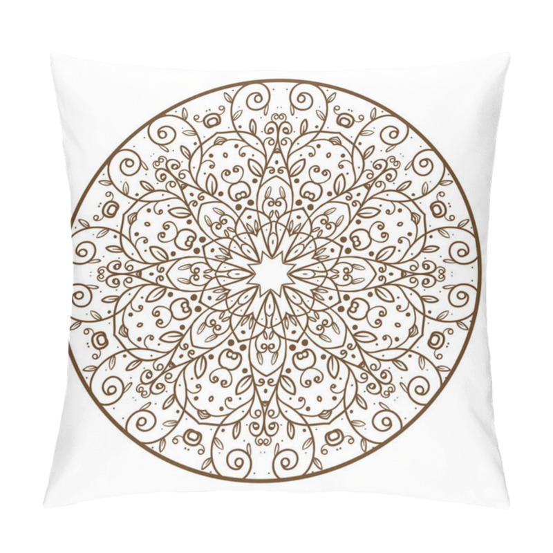 Personality  Pattern With Flowers And Leaves In Circle, Monochrome Pillow Covers