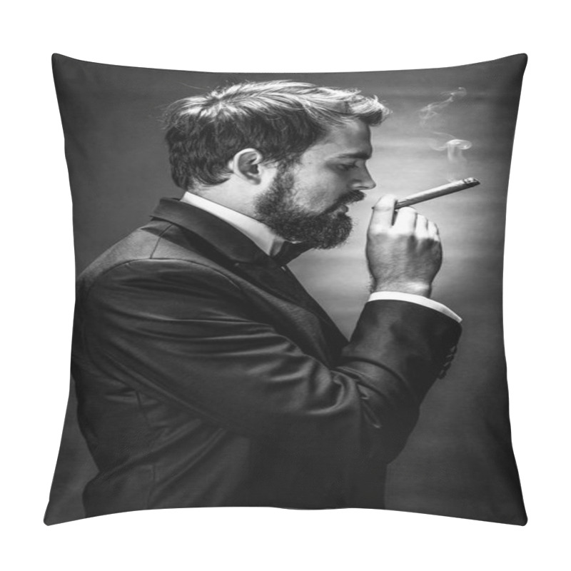 Personality  Smoking Gentleman Portrait Pillow Covers