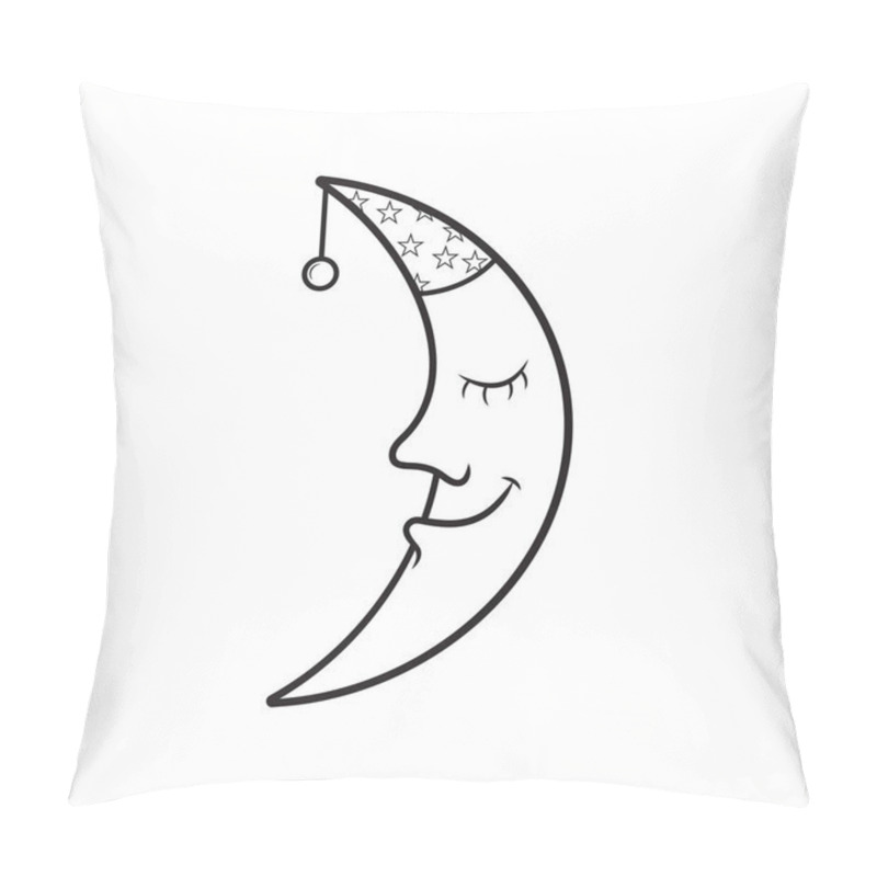 Personality  Dreamy Crescent Moon With Sleeping Face Minimalist Line Art Pillow Covers