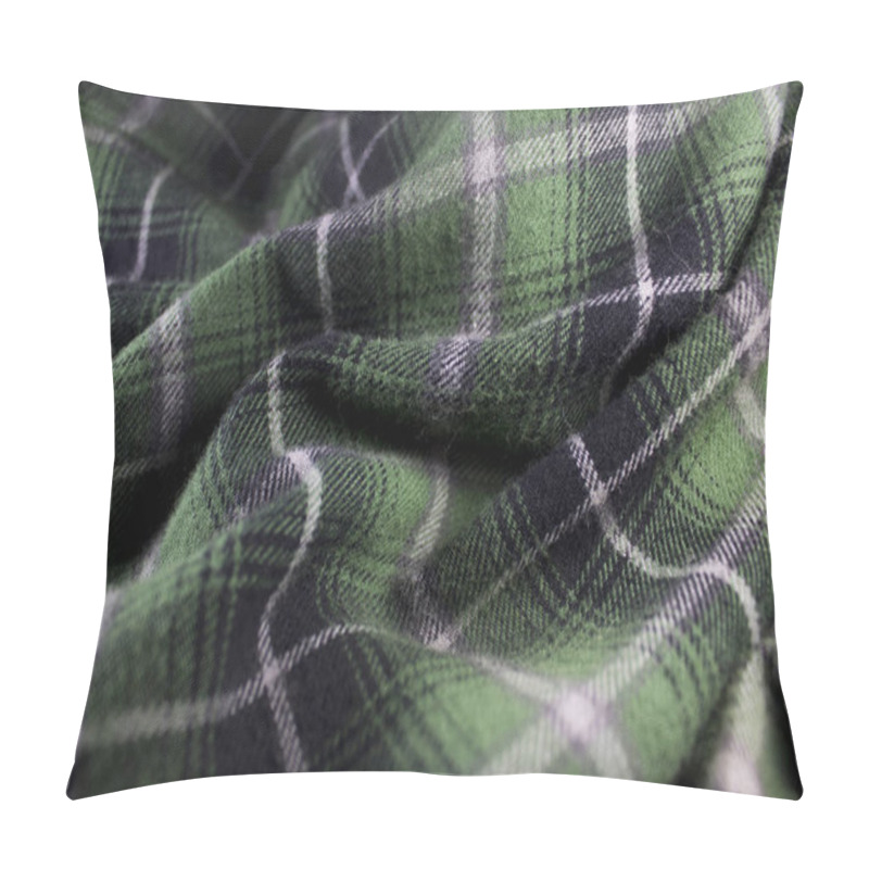 Personality  Green Plaid Flannel Fabric Cloth Tartan Garment Textile Pillow Covers