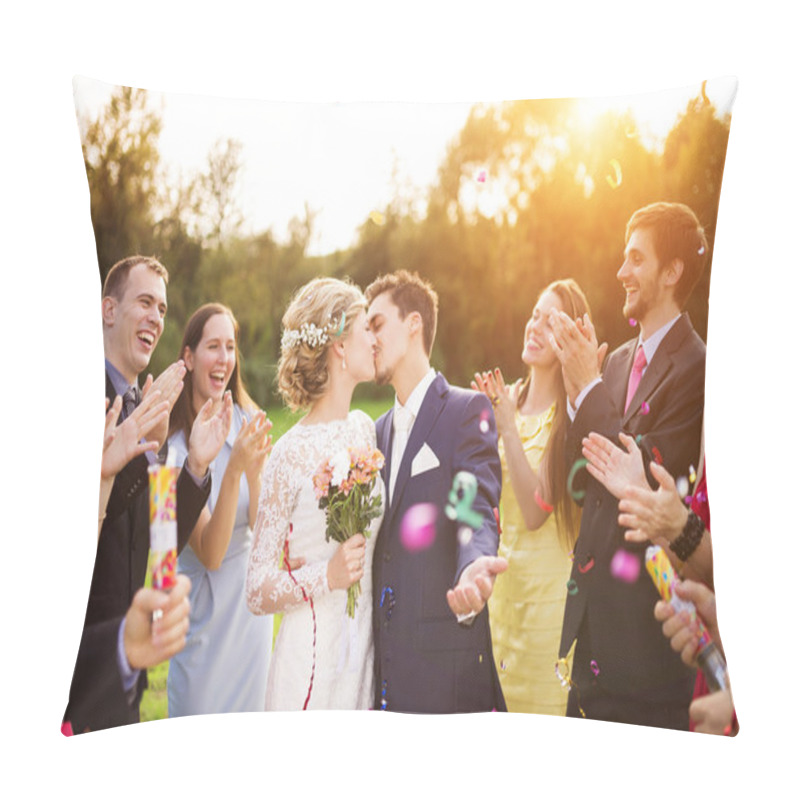 Personality  Newlyweds Kissing At Wedding Reception Pillow Covers