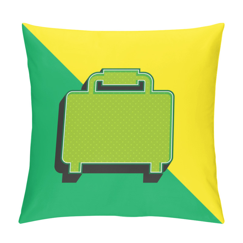 Personality  Baggage Silhouette Green And Yellow Modern 3d Vector Icon Logo Pillow Covers