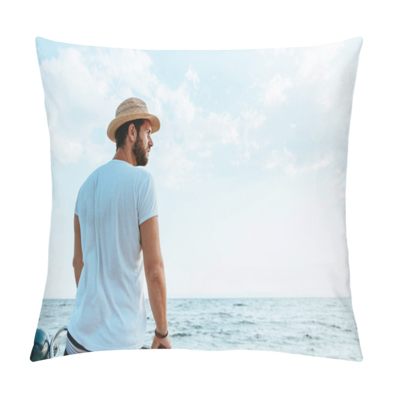 Personality  Young Man Enjoying A View Of The Sea From The Boat Pillow Covers