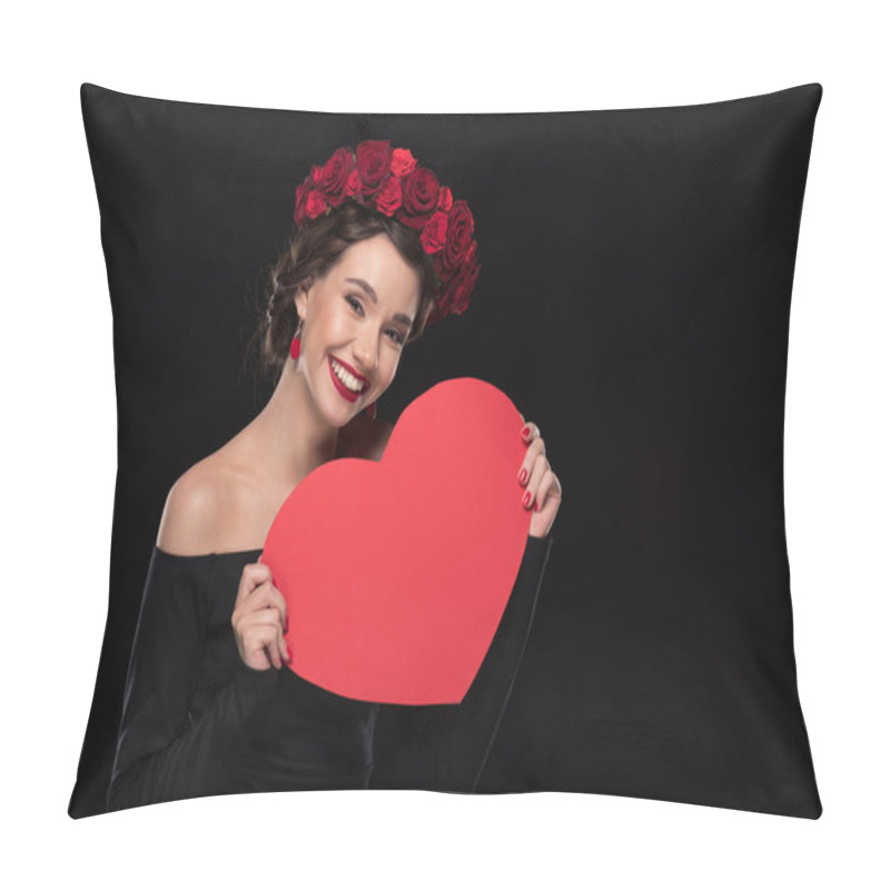 Personality  Woman Holding Heart Pillow Covers