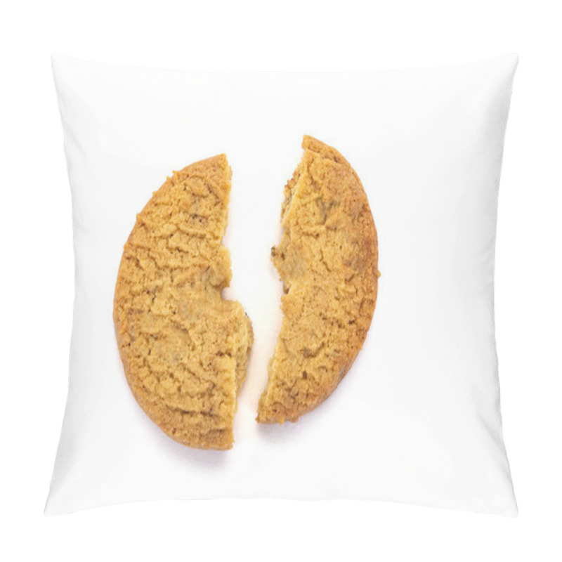 Personality  A Broken Delicious And Toasted Vanilla Cookies On White Background. Pillow Covers