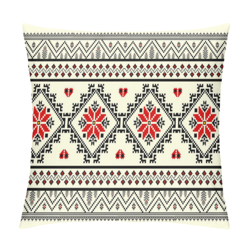 Personality  Beautiful Pixel Patterns Traditional Folk Style, Geometric Ethnic Seamless Pattern Vector Illustration. Design For  Cross Stitch, Carpet, Wallpaper, Clothing, Texti Fabric, Wrapping, Batik, Embroidery Pillow Covers