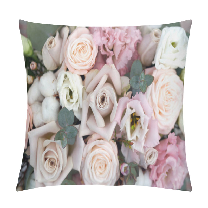 Personality  Beautiful Bright Bouquet Of Tender Pastel Roses And Other Flowers Pillow Covers