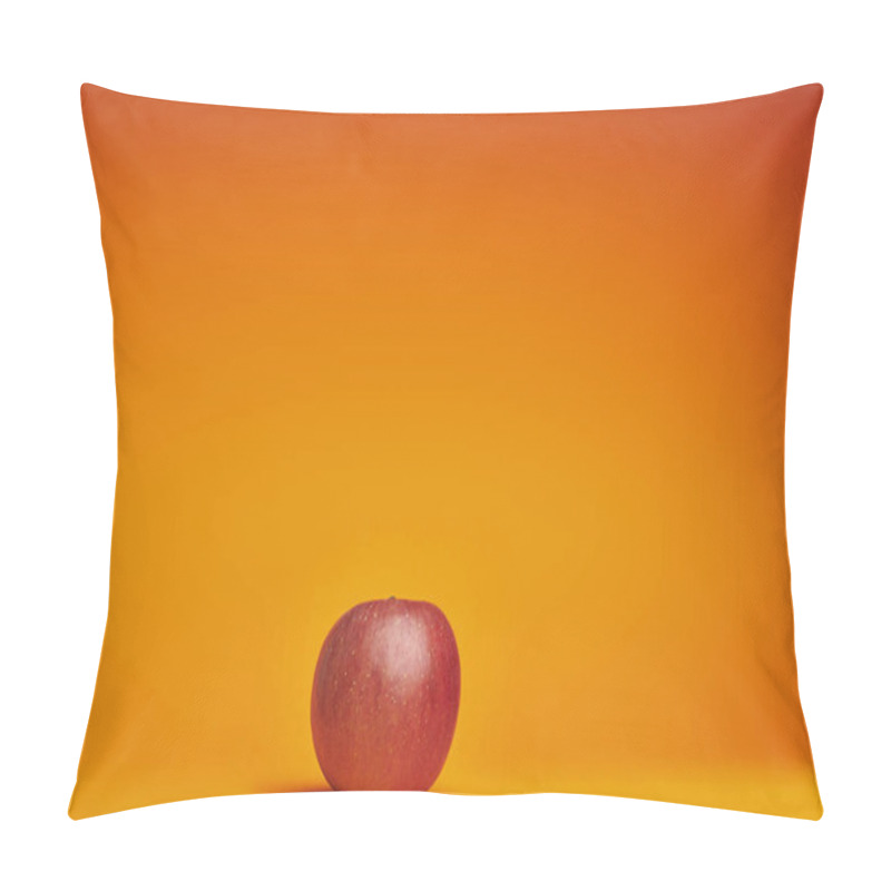 Personality  Fresh Ripe Organic Red Apple On Orange Background Pillow Covers