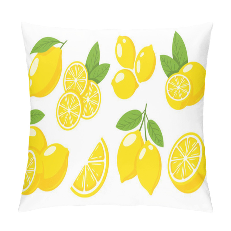 Personality  Set Of Yellow Lemons Isolated On White Background. Flat Style. Vector Illustration Pillow Covers