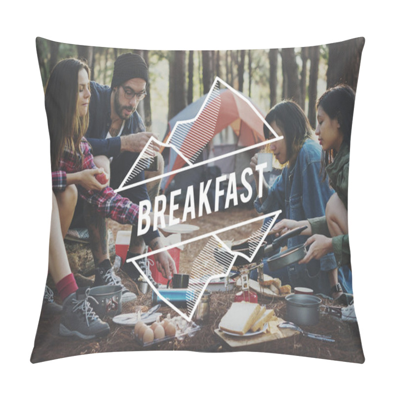 Personality  Friends Cooking Outdoors In Forest  Pillow Covers