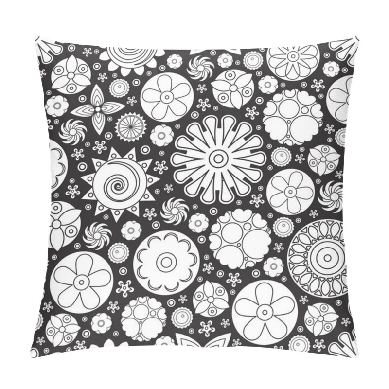 Personality  Vector Seamless Monochrome Floral Pattern. Imitation Of Hand Drawn Flower Doodle Texture. Pillow Covers