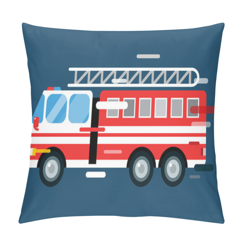 Personality  Fire Truck Car Isolated Vector Cartoon Silhouette Pillow Covers