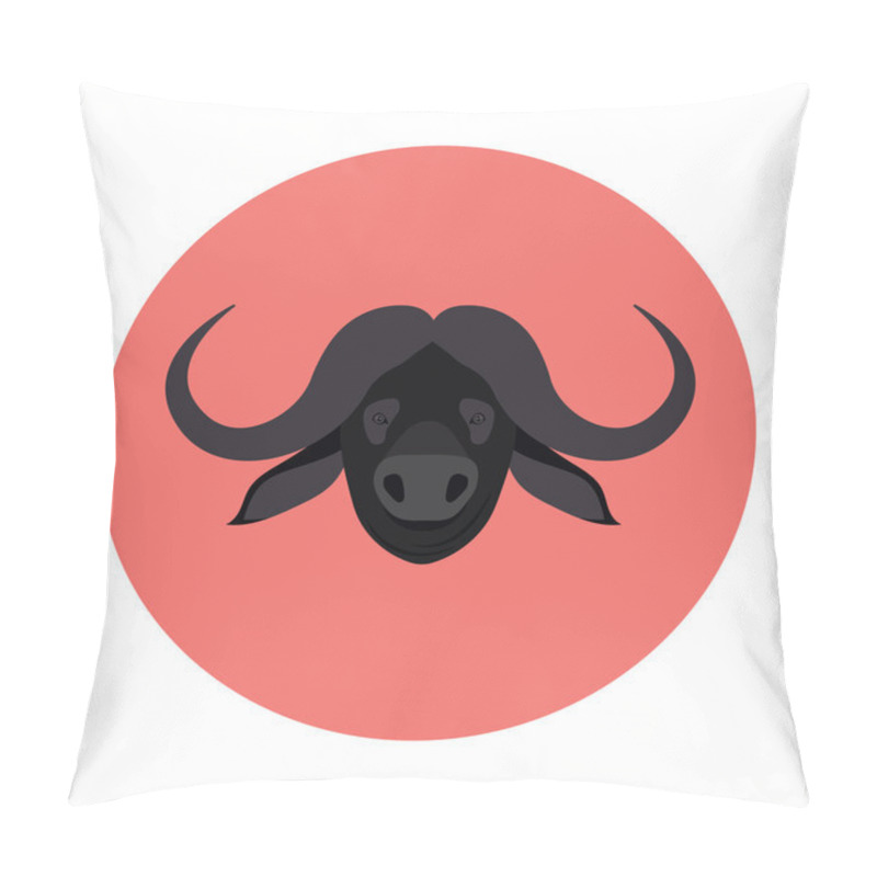 Personality  African Bull Flat Icon Illustration Pillow Covers