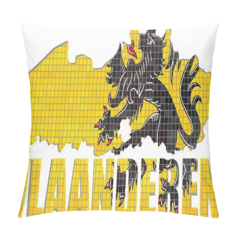 Personality  Flanders Map With Flag Inside - Illustration,Flemish Map Grunge Mosaic,Font With The Flanders Flag, Abstract Grunge Mosaic Vector Pillow Covers