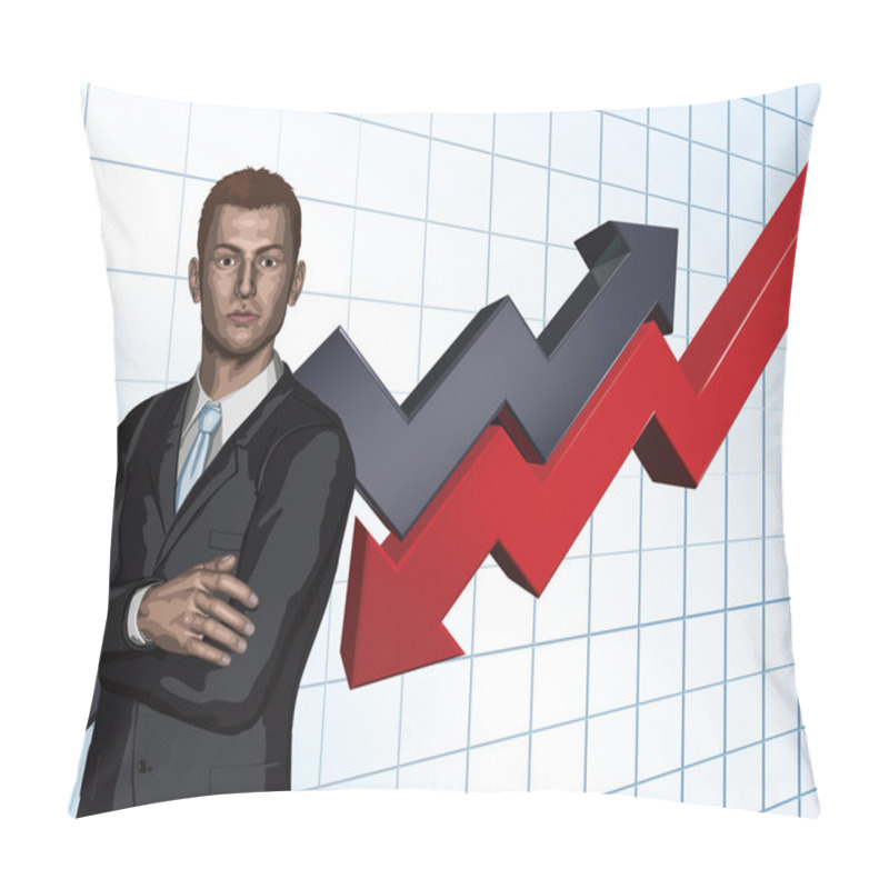 Personality  Businessman Abstract Arrow Graph Background Pillow Covers