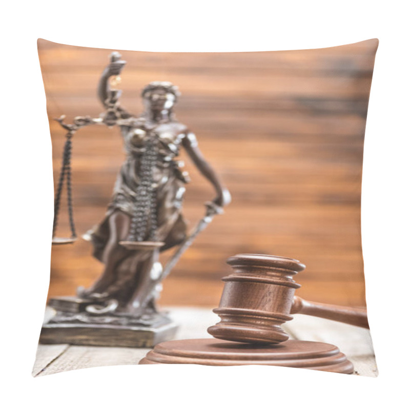 Personality  Statue Of Lady Justice And Mallet  Pillow Covers