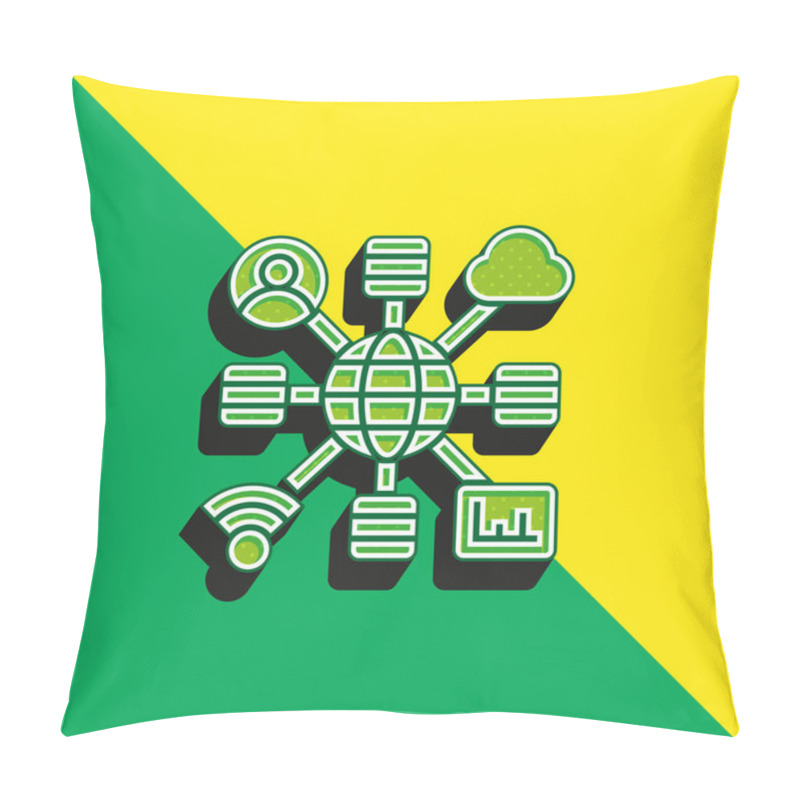 Personality  Big Data Green And Yellow Modern 3d Vector Icon Logo Pillow Covers