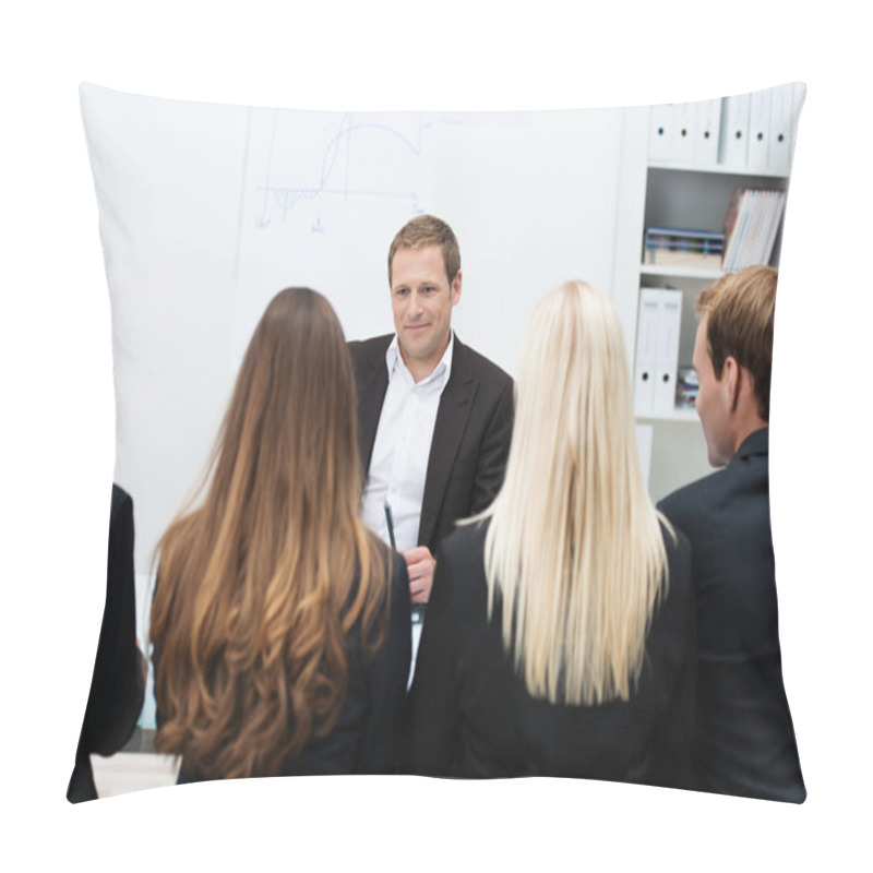 Personality  Team Leader Giving A Motivational Talk Pillow Covers