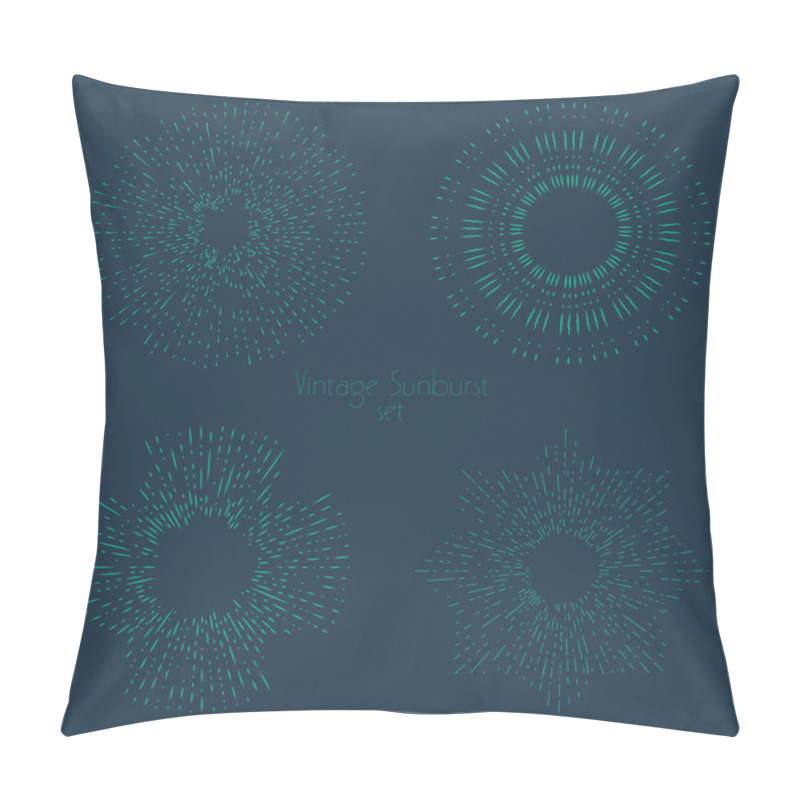 Personality  Collection Of Trendy Hand Drawn Retro Sunburst In Set Of Four. Bursting Rays Design Elements In Various Shapes. Sun Ray Frames Vector Design. Pillow Covers