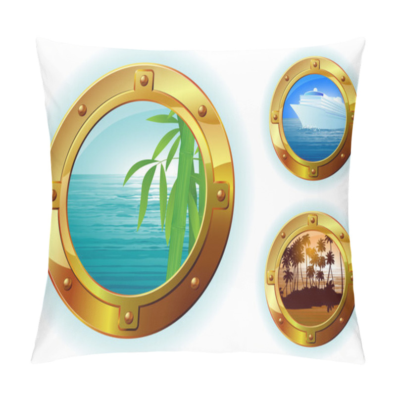 Personality  Cruise Liner Window. Pillow Covers