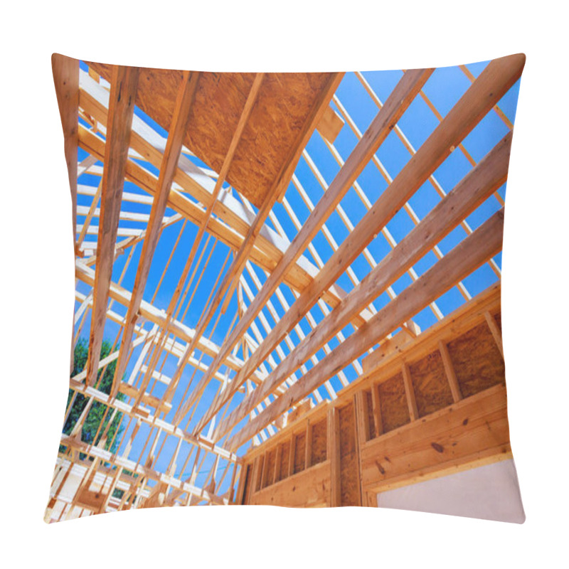 Personality  Architecture Engineering Details Of Building Frame Wooden Framework With Precision, Layout Of Beams With Sky Pillow Covers