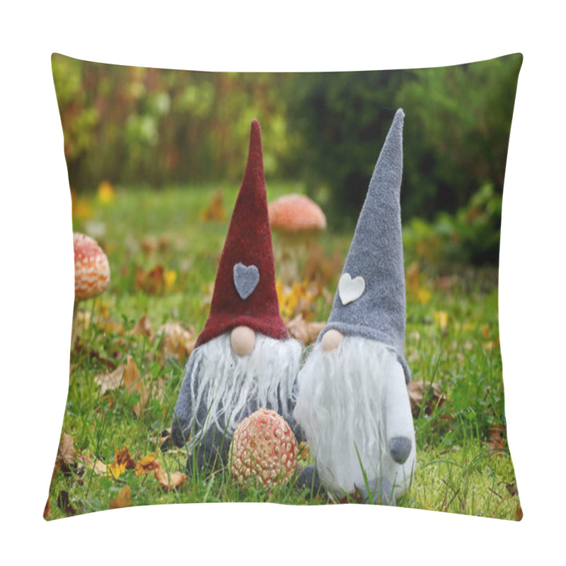 Personality  Two Small Textile Goblins With Red Mushrooms Pillow Covers