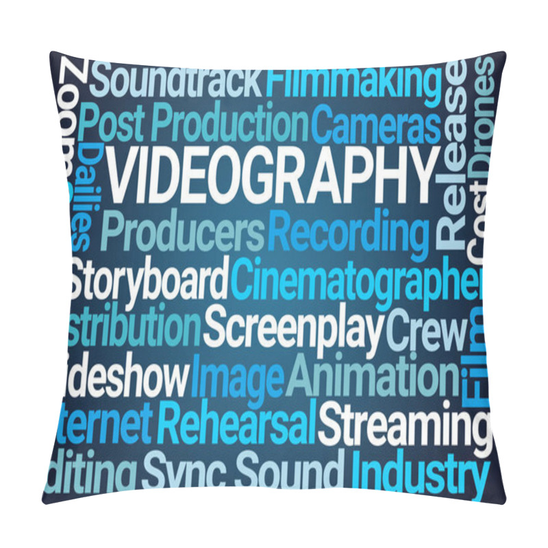 Personality  Videography Word Cloud On Blue Background Pillow Covers